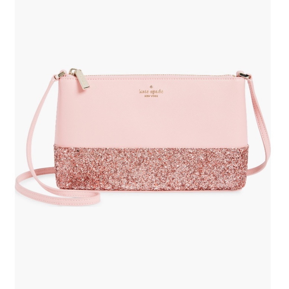 NEW NWT Kate Spade Sparkle Glitter Rose Cross Body Bag Purse w/ Shoulder Strap